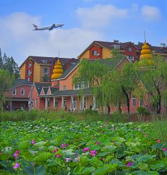 泽龙湖畔看大飞机
