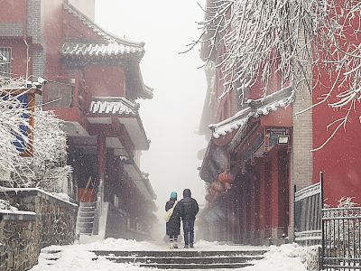 天街雪后背影
