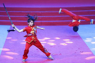 武术赛场上的法国小姐弟