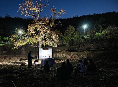 柿子树下皮影戏