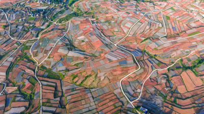 临沂费县许家崖水库梯田色彩斑斓